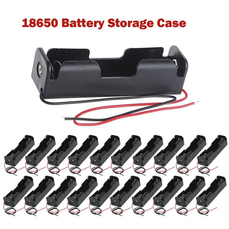 10Pcs 18650 Power Bank Cases 1 Slots Ports DIY Battery Container With Wire Lead 3.6V-4.2V 18650 Battery Holder Storage Box Case