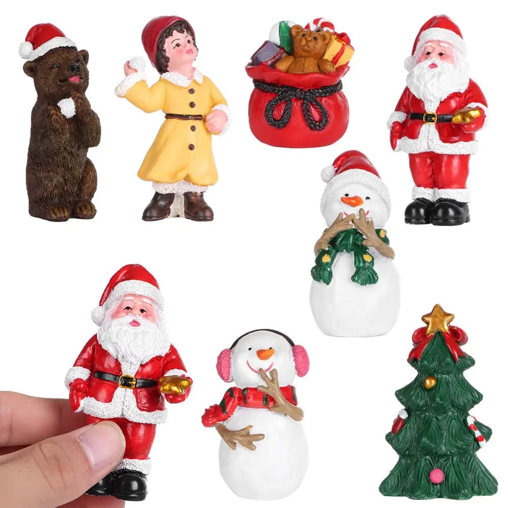 Terrario muschio Albero di Natale Babbo Natale Ornamento da tavolo Micro paesaggio Miniature natalizie Figurine Casa delle bambole