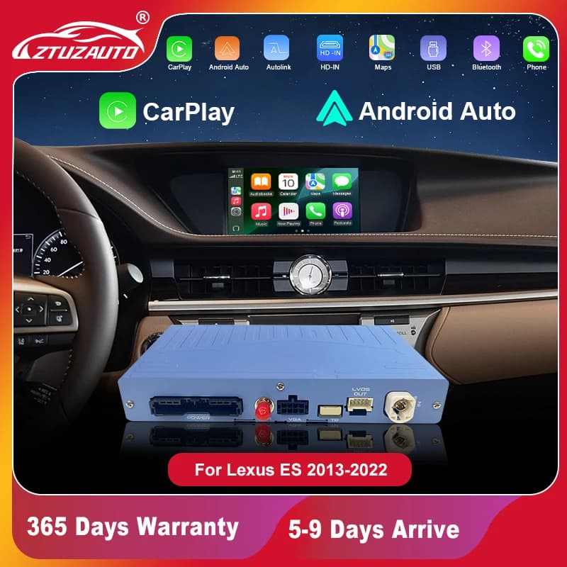 Wireless CarPlay for Lexus ES 2013-2022 with Android Auto Interface Mirroring Link AirPlay Car Play Navigation USB Functions