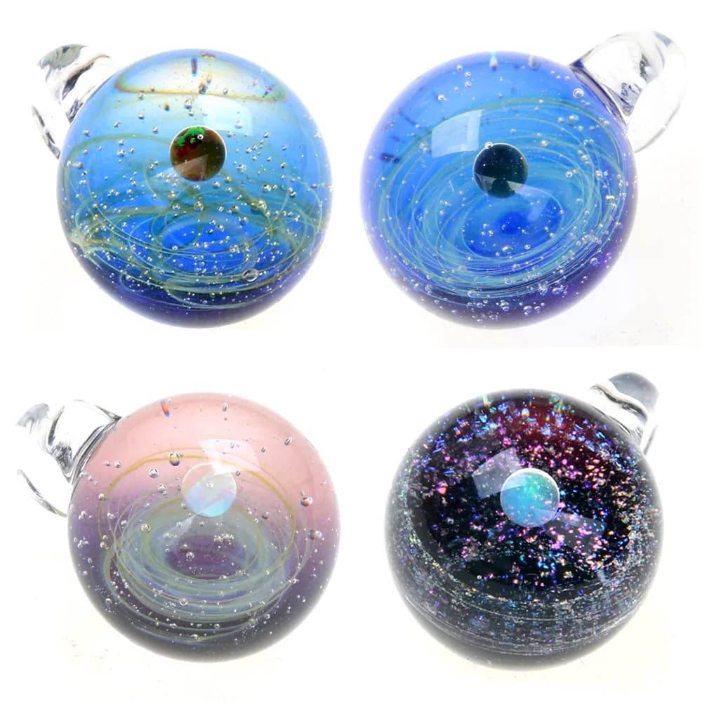 OLING Necklace with glass planet pendant with unique opal stone universe Necklace with chain solar system with galaxy rope for women