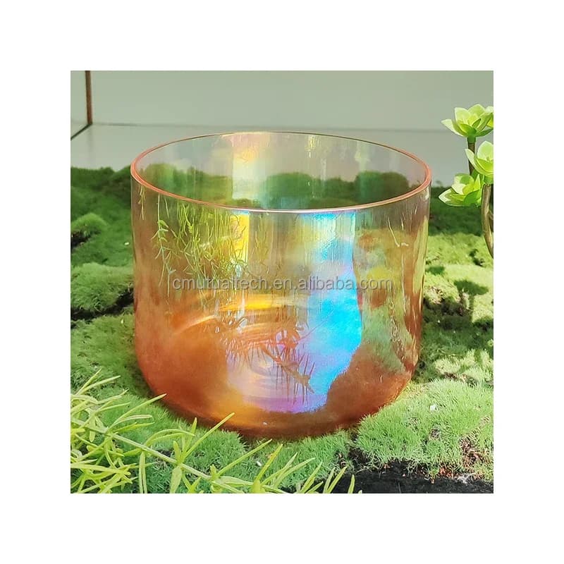 Q're Cosmic Light Colorful Clear Quartz Crystal Singing Bowl 432Hz/440Hz 5.25-8.75" Spiritual Zen Meditation