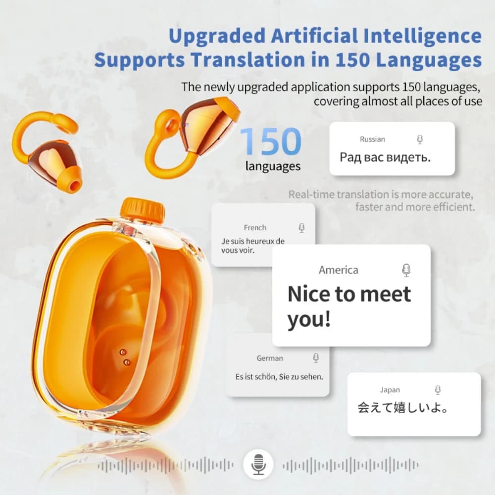 Aggiornamenti Intelligenza artificiale Auricolare Bluetooth Funzione di traduzione Auricolari Traduttore Cuffie per dormire wireless universali