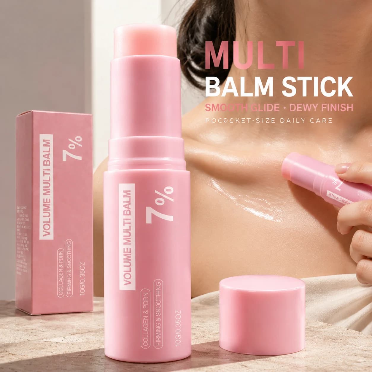 PDRN Collagen Volume Multi‑Balm Stick Portable Hydrating Moisture‑Rich Skin‑Care Solid Balm Smoothing Nourishing Face Beauty