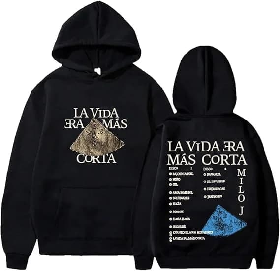 Milo J La Vida Era Mas Corta Felpe con cappuccio Manica lunga Streetwear Donna Uomo Felpe con cappuccio HipHop Abbigliamento
