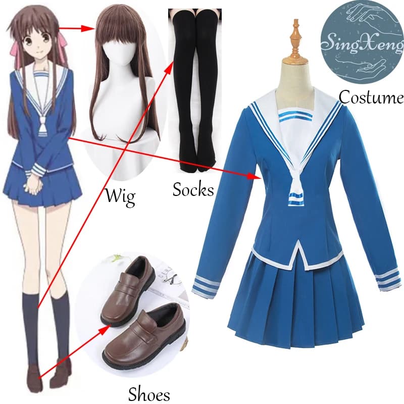 Anime FRUITS BASKET Tohru Honda Cosplay Studente Uniforme JK Uniforme Set Top Gonna Abito da marinaio Personalizza Halloween