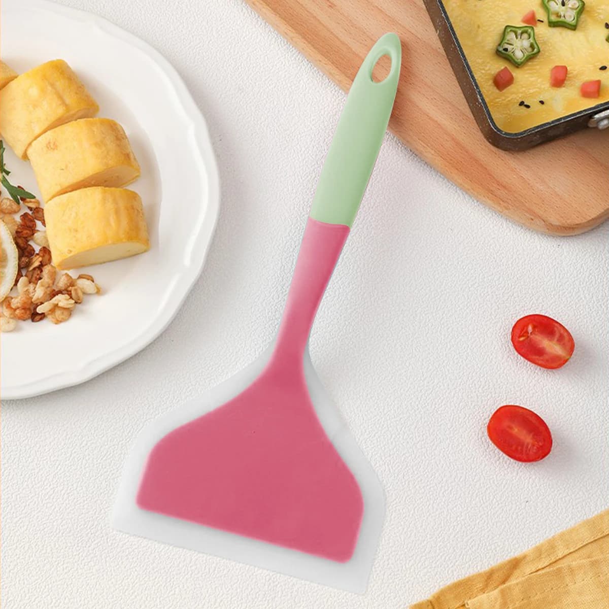 Silicone semi transparent jade pancake egg spatula, heat-resistant silicone spatula, pizza pancake, non stick pan frying spatula