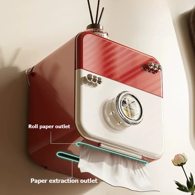 Toilet Paper Holder Bathroom Organizer Wall Mount Suction Cup Waterproof Aromatherapy Tissue Box for Restroom Storage
