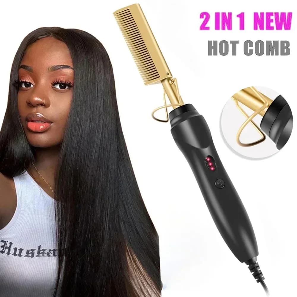 Hot electric heating comb hair plate curler iron plates for dry and wet hair brush to smooth hair styling tools