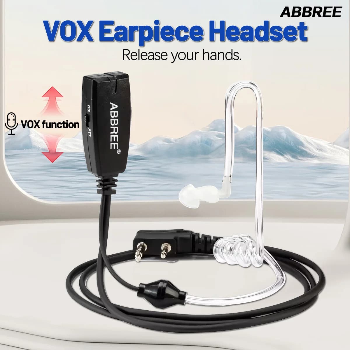Abbree Auricolare Microfono Auricolare Spina a 2 pin Con funzione vivavoce VOX Per UV-5RH UV-21 UV32 UV-K6 Walkie Talkie Radio bidirezionale