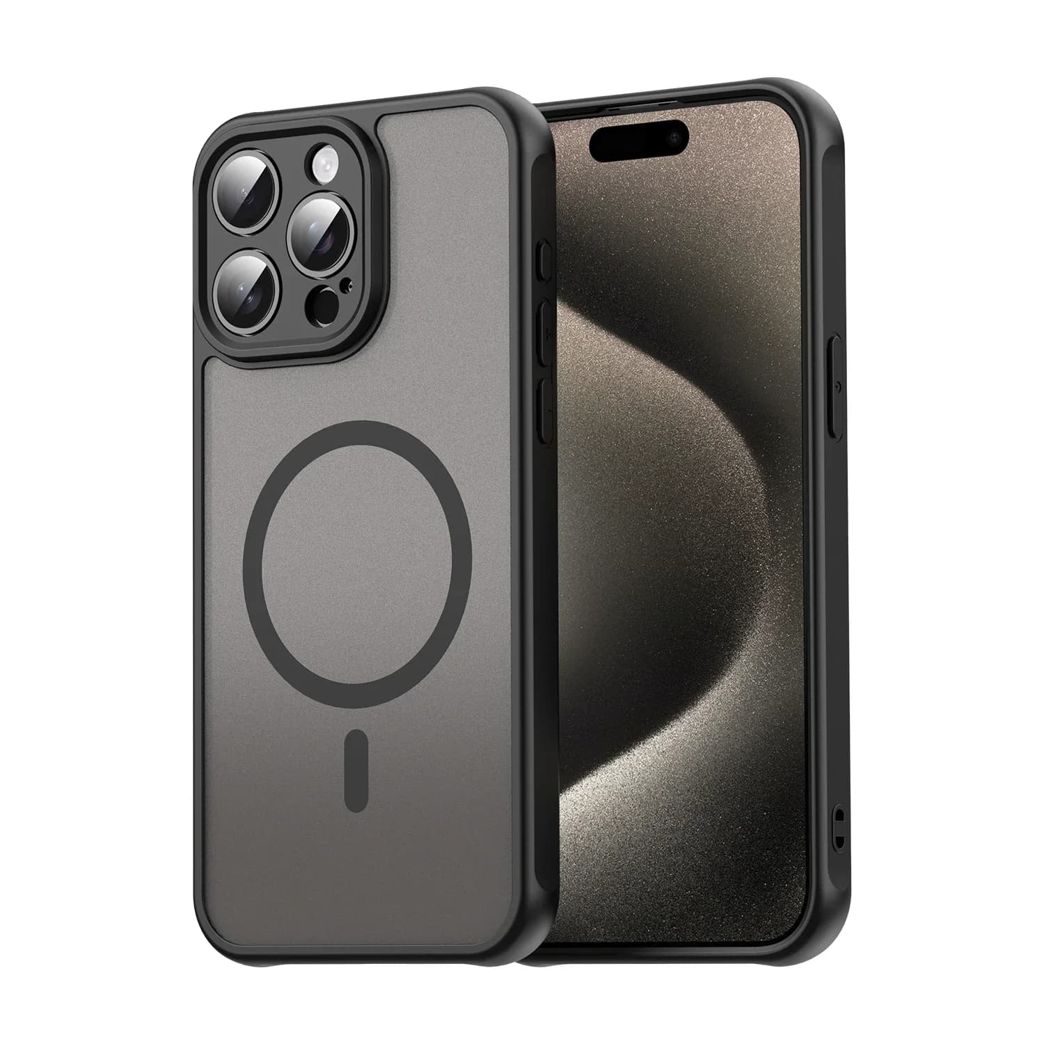 Custodia magnetica per iPhone 11 12 13 14 Pro Max Custodia rigida in silicone per iPhone Air 14 15 Plus 16e 17 Custodie nere