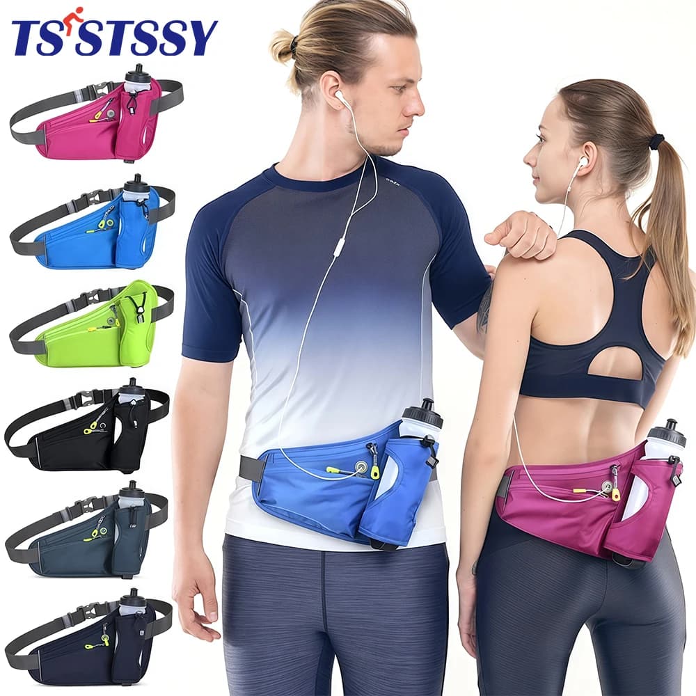 Waist Bag with Water Bottle Door Shoulder Bag with Extension Belt Running Belt Waist Bag for Moisturizing, Walking Running Hiking