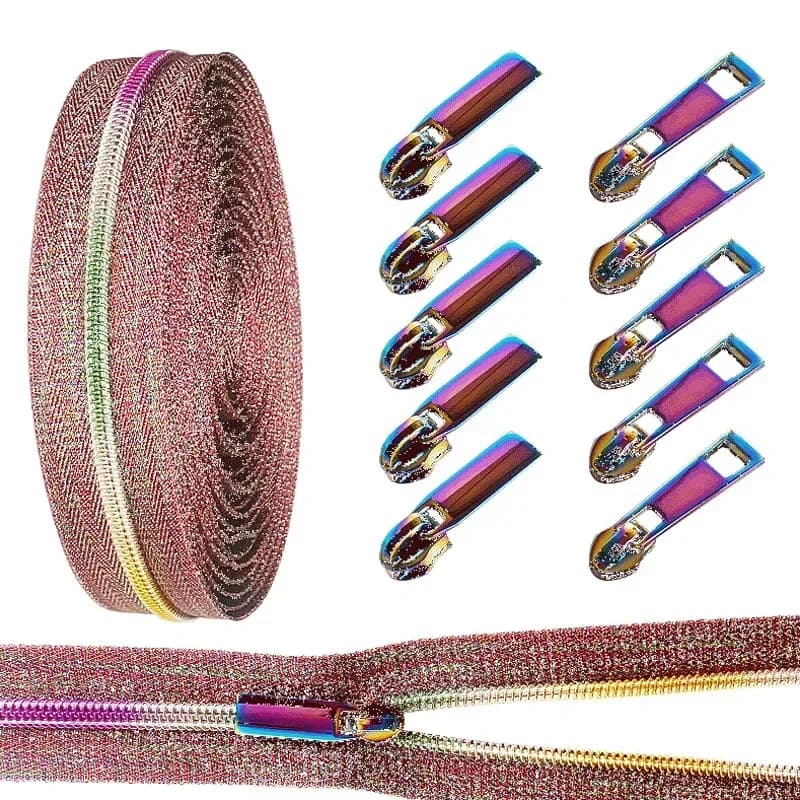 5 # Nastro per cerniera in nylon e cerniere arcobaleno Estrattore Cursore Borsa decorativa Abbigliamento Giacca Kit di riparazione cerniera Chiusure per cucire Accessori