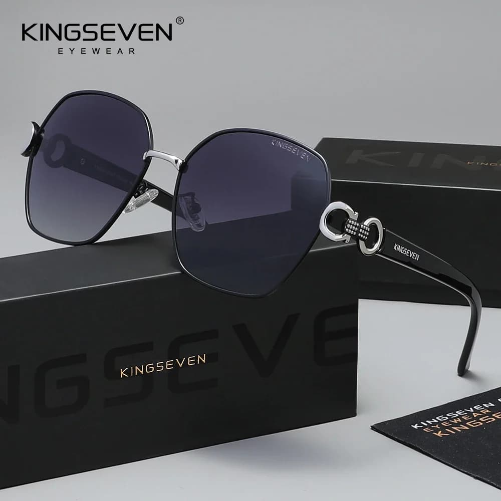 KINGSEVEN Luxury Fashion Ladies Sunglasses Women Driving Square Large Frame Eyewear UV400 Polarized Trendy Outdoor Glasse