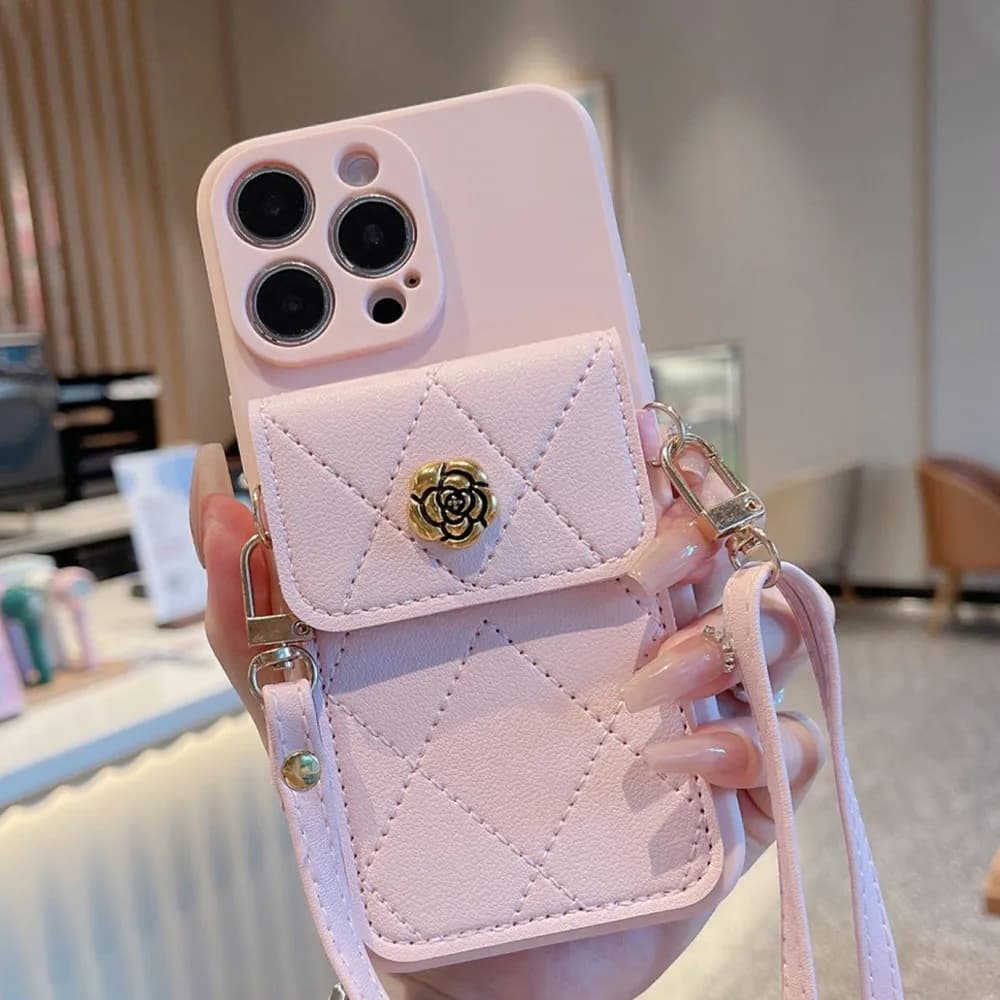 Custodia con cordino a tracolla per Xiaomi Poco X7 X6 Pro M6 F6 F3 F4 X5 X3 Nfc Poco C65 C75 Fiore Portafoglio Porta carte Cinghia Copertura morbida F