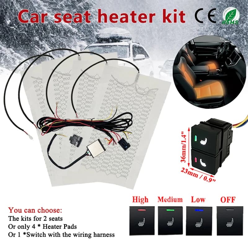 New integrated 12V car seat heater suitable for 2 quick carbon fiber heating pads 3-level switch replace for Honda Accord 2015-2023