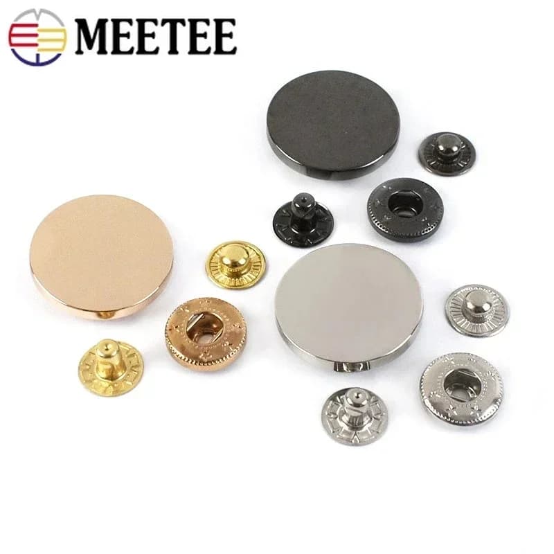 Meetee 10 Set di Bottoni a Pressione in Metallo 10/12/15/18/20/25mm per Jeans, Borse, Fibbie Decorative, Accessori per Cucito e Artigianato