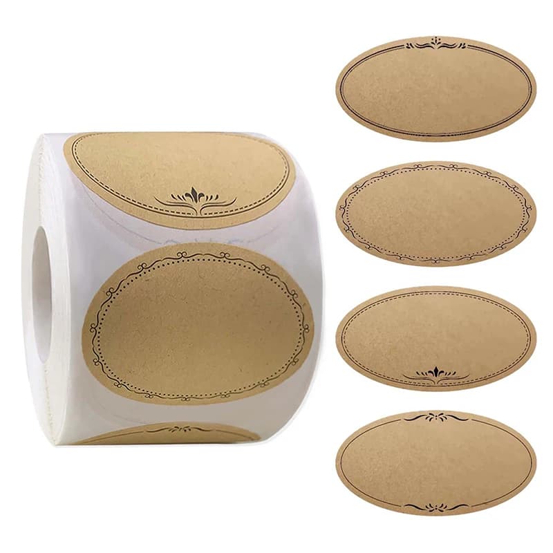 250 stickers/roll 2.5*1.4in kraft paper kitchen home date food roll marking stickers waterproof labels ovals writeable labels food classification labels for barter stickers classification management