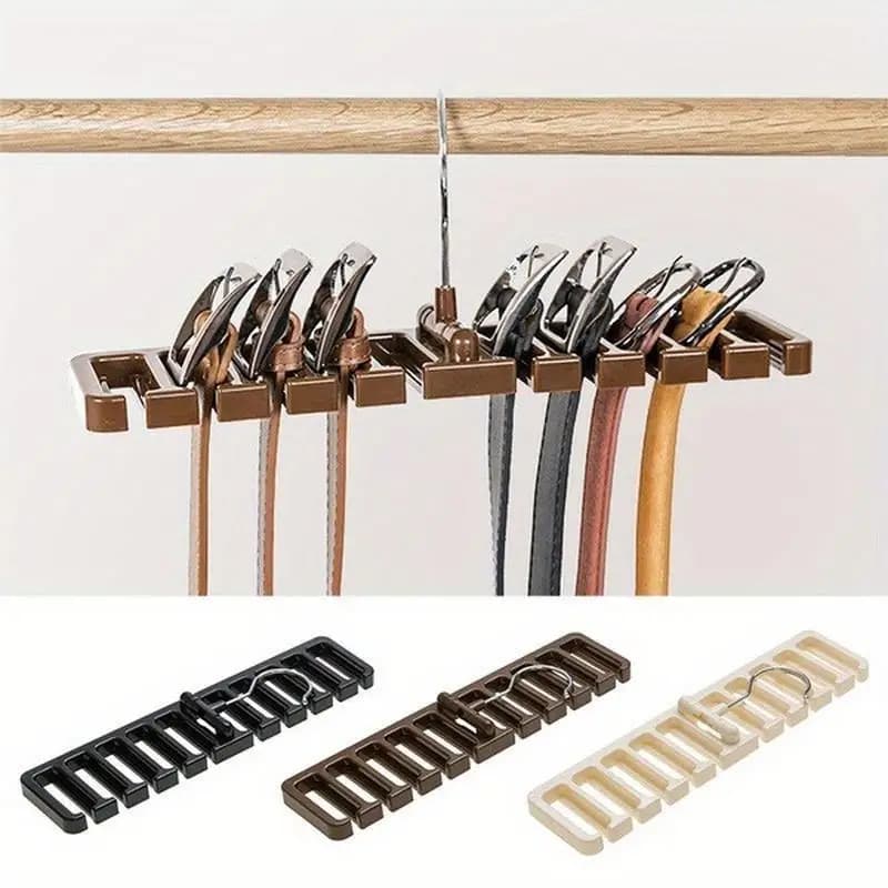 Tie Belt Hanger Wardrobe Closet Scarf Hanging Organizer Rotating 10 Card Slots Storage Holder Rack Hook Bedroom Home Items
