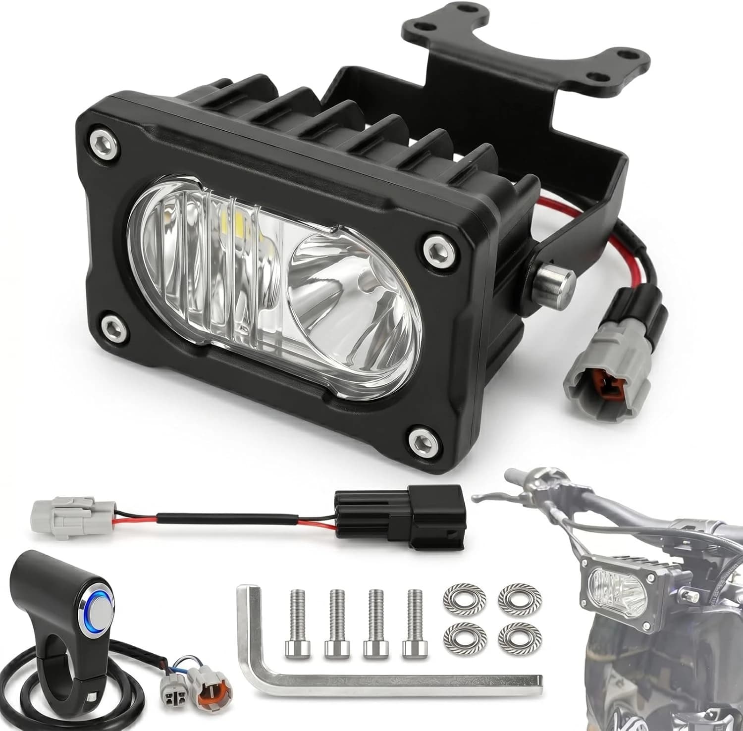 Upgraded Headlight Kit Plug and Play Baja Light for Surron Light Bee X & Talaria Sting R MX4, Dirt Bike Headlight Spot Flood Kit