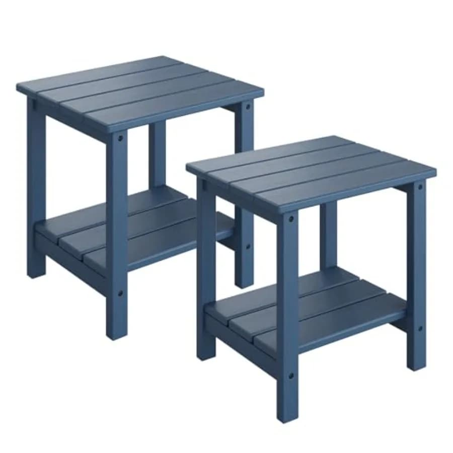 Adirondack Outdoor Side Table 18 x 15 in HDPE 2-Tier Patio Side Tables for Outside All-Weather End Table for Patio Pool Deck In