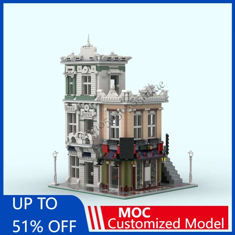 1794PCS MOC Creative City Street View Modular Office And NoodleShop Model Architecture Building Block Diy Kids Bricks Toy Gifts
