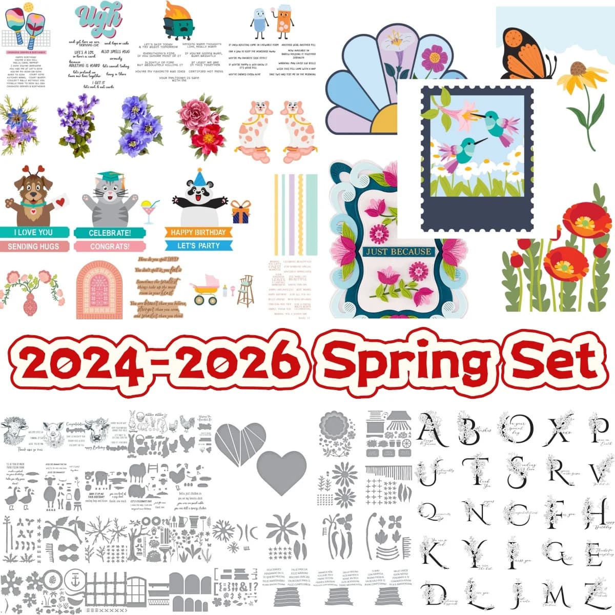Metal stems and Transparent stamps for Valentine's Day, Easter, Mother's Day 2024-2026, for Creation of Fai-da-Te Tickets, Scrapbooking and Decorations