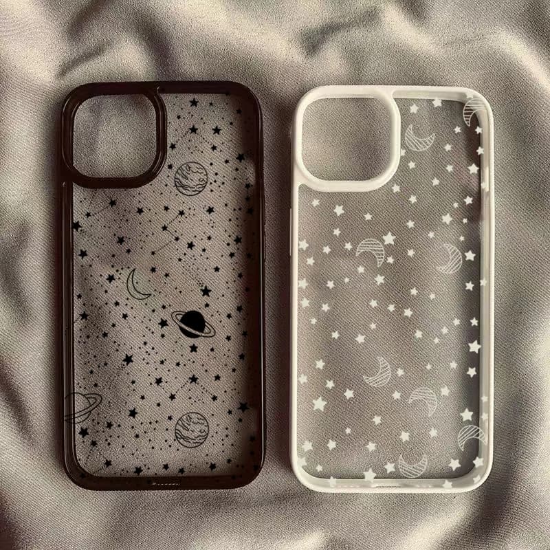 Case for phone transparent universe sky starry moon for iPhone 11 12 13 14 15 16 17 Pro Max 12 13 MINI 16E 17Air hard shock cover