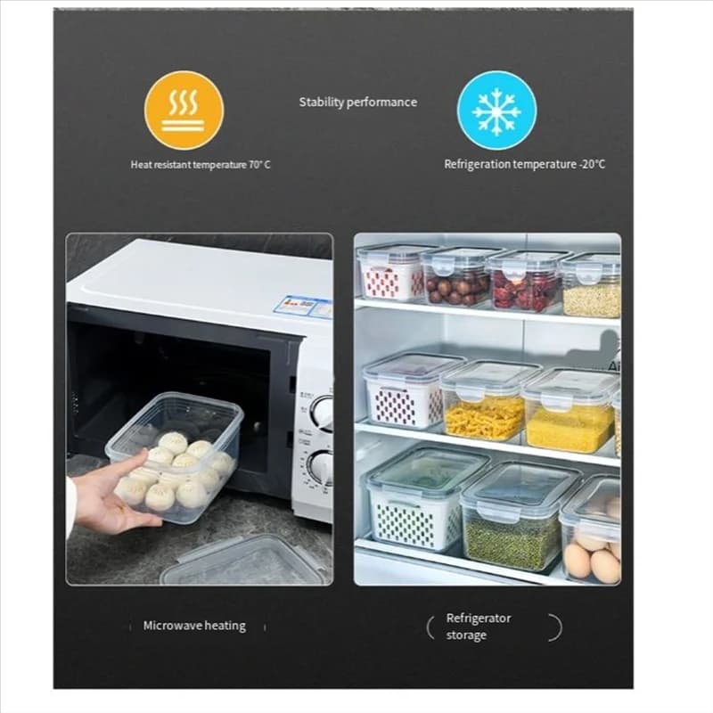 Contenitore per la conservazione della frutta Scatola di immagazzinaggio sigillata per frigorifero con scatola di immagazzinaggio per schermo con filtro staccabile per conservare gli alimenti Fresh-B61B