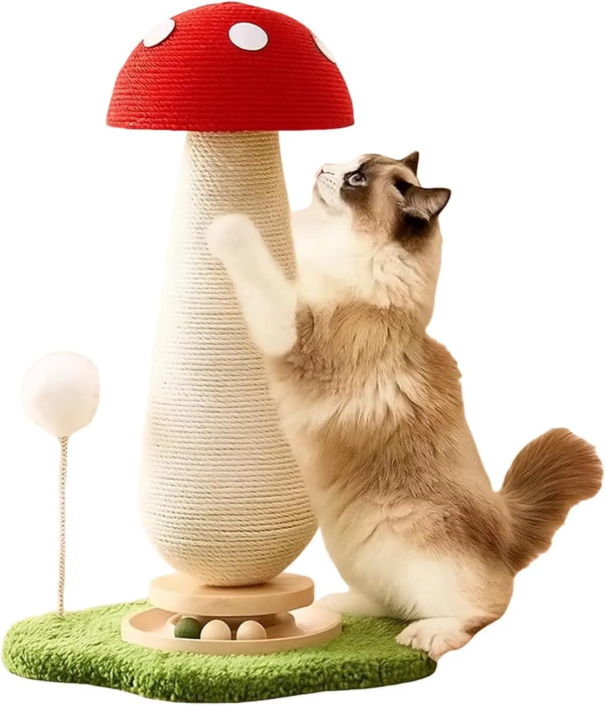 Tiragraffi per Gatti in Sisal a Forma di Fungo con Pista a Sfera a Molla, Tiragraffi per Gatti Adulti da Interno, Albero per Gatti, Giocattolo Resistente, Tiragraffi per Gattini