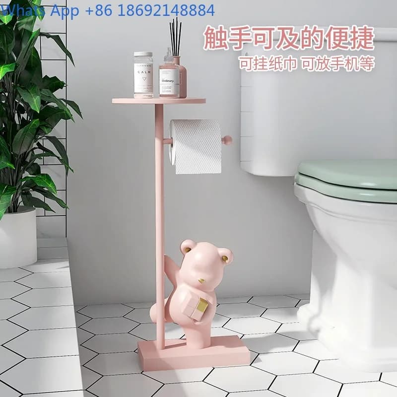 Portarotolo creativo per il bagno, ornamento per WC, decorazione per la casa, lato WC senza trapano