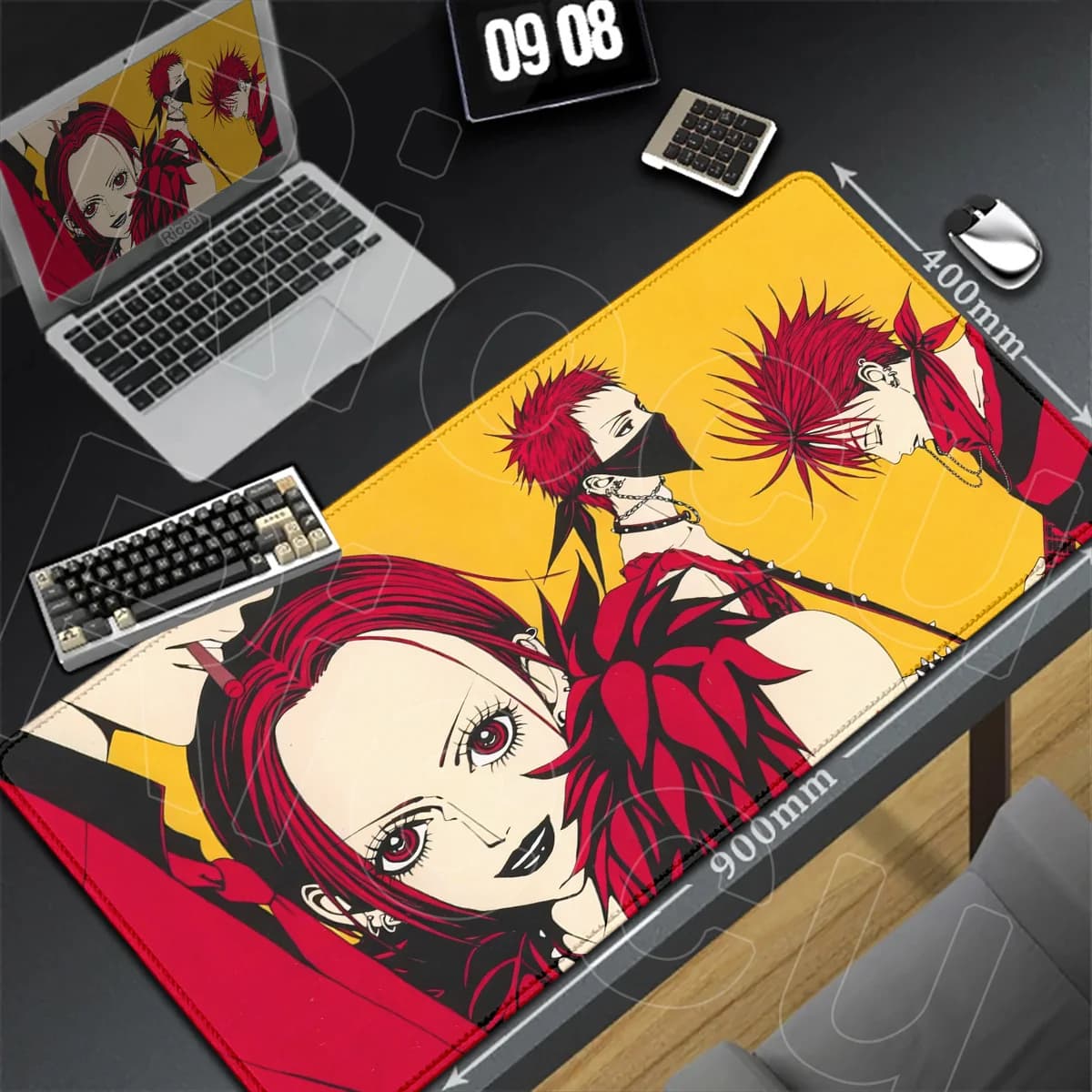 Tappetino per mouse Nana Osaki, tappetino grande per scrivania, accessori da gioco anime, 900x400mm, bordo con chiusura, lavabile, tappeto per tastiera, tappeto da ufficio