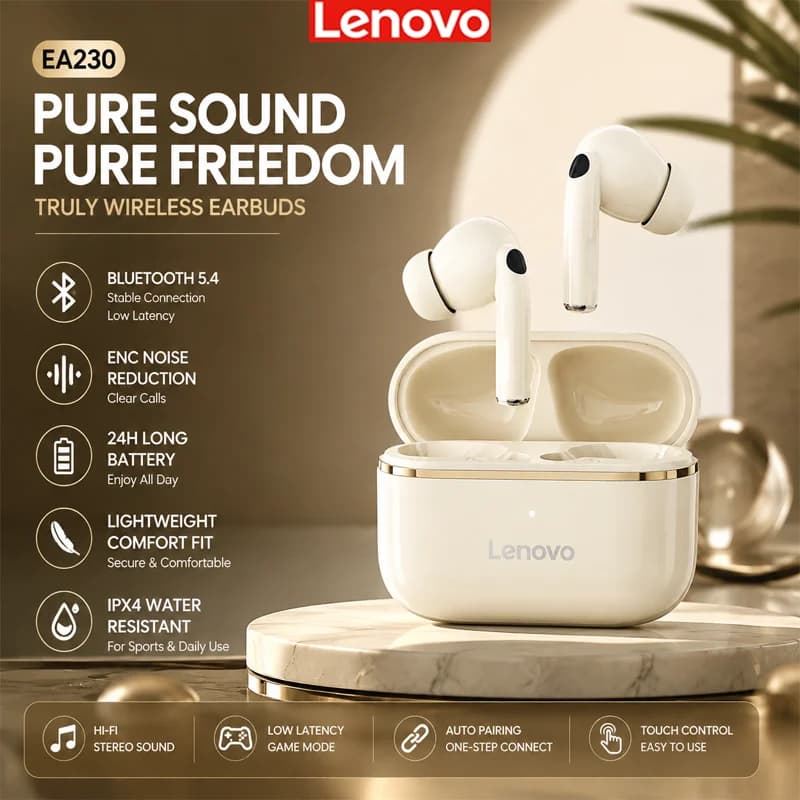 Lenovo EA230 TWS Gaming Earphones Wireless Bluetooth Headphone 360°Stereo Sound Effects HD HIFI Stereo Earbuds For Sport Running