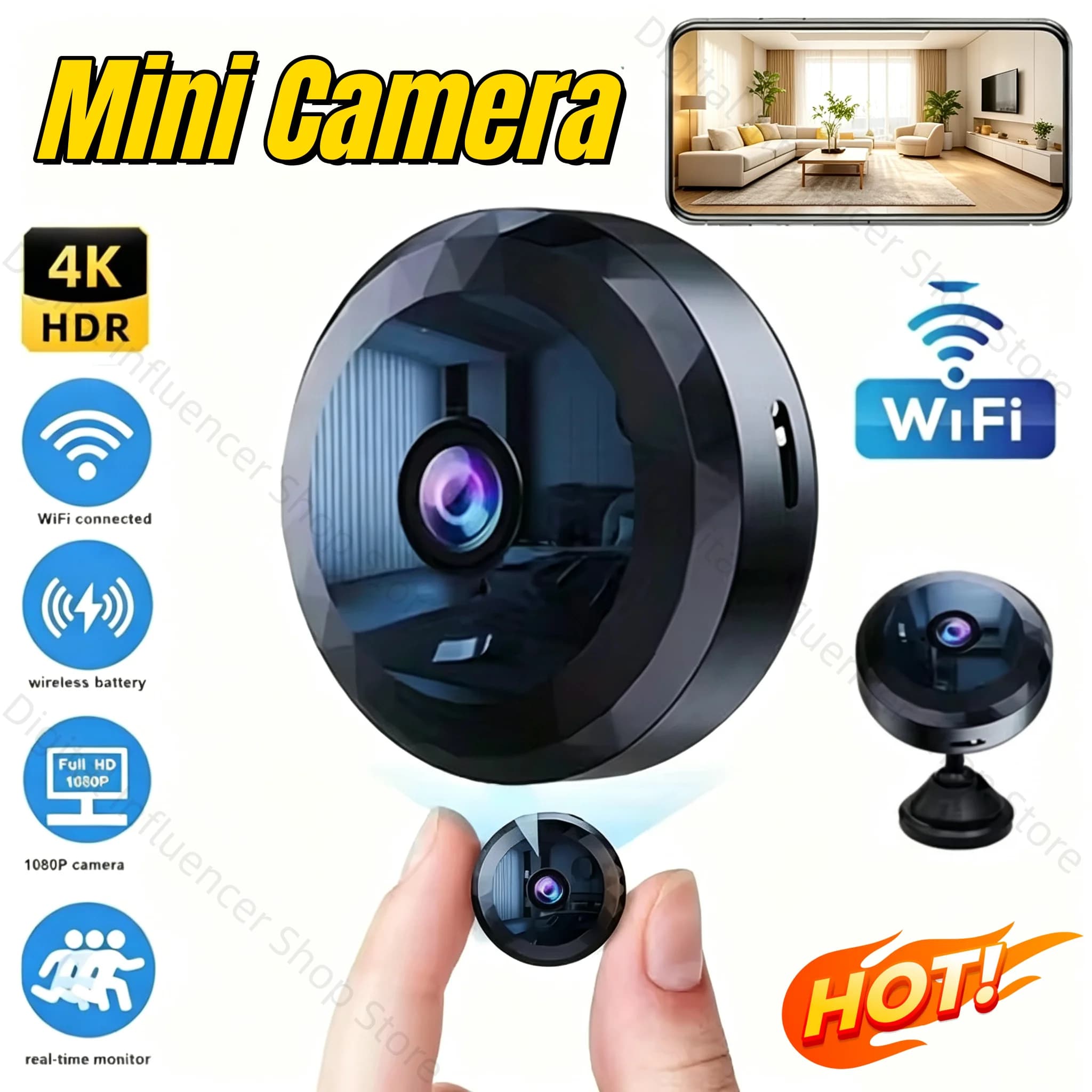 New 4K Mini WiFi Wireless Security Camera HD Night Vision Camcorder Baby Monitor Voice Video Home Surveillance Protection Cam