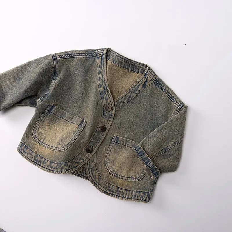 Bambini Ragazzi Top in denim Cardigan Vestiti per bambini 2025 Autunno Nuovi bambini Cappotto in denim a maniche lunghe Giacca casual vintage per ragazze di moda