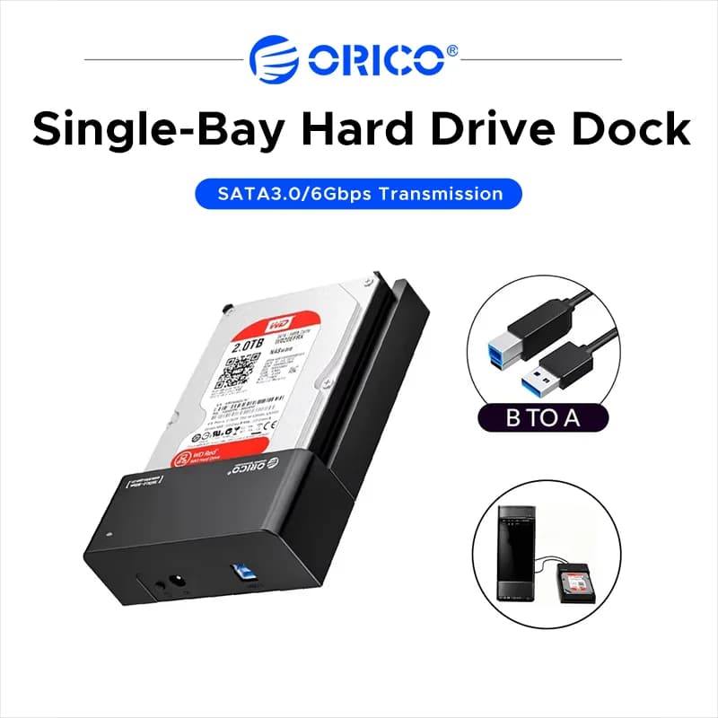 ORICO 2.5/3.5 Inch SATA HDD SSD Dock USB3.0 External Hard Disk Enclosure UASP 18TB Game Storage Dock for Windows Mac PC