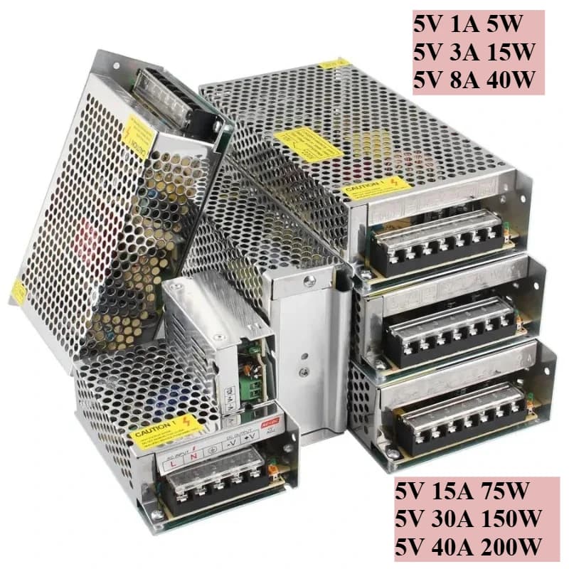 Alimentatore switching LED 5V 3A 8A 15A 75W 150W 200W Alimentatore da CA a CC Trasformatore per adattatore di alimentazione per strisce LED