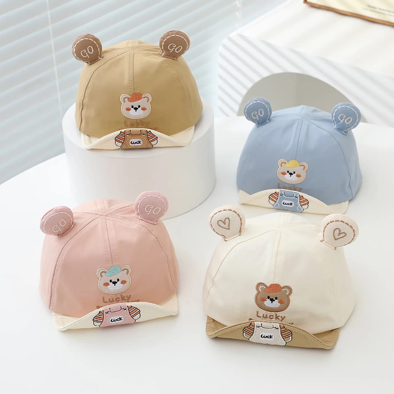 Cartoon Flip-Brim Baby Baseball Cap Cute Bear Toddler Peaked Caps Spring Fall Kids Sun Hats 4-24Month Children Duck Tongue Hat
