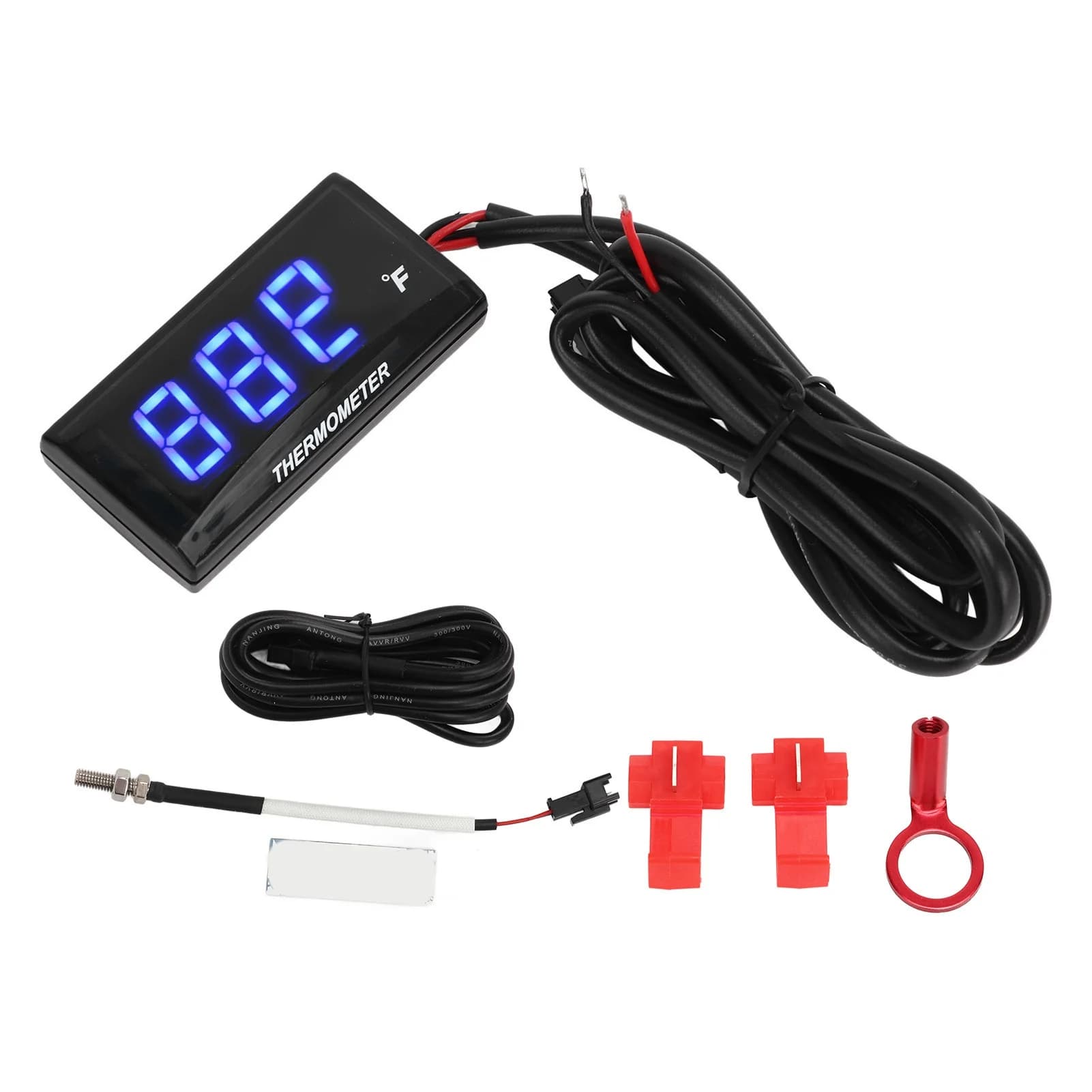 Termometro LCD per moto, misuratore di temperatura dell'acqua ultra sottile e impermeabile con adattatore per candela da 10 mm DC12V