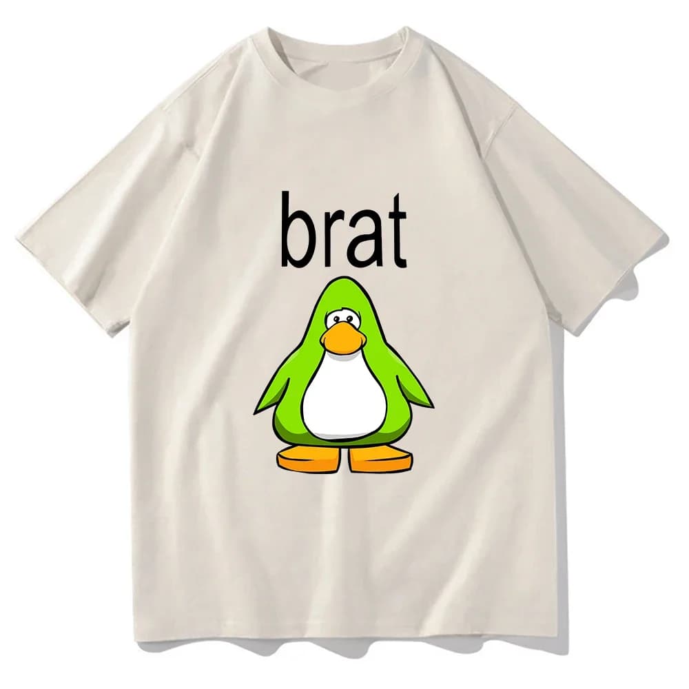 Brat Club Penguin T-shirt Women's Casual Charli XcX Brat Its Completely Different But Still Brat T-shirt Cute T-shirt