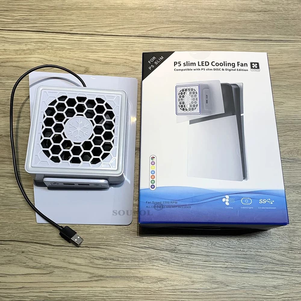 Per PS5 ventola di raffreddamento laterale sottile con luce a LED 2 porte USB Console di gioco ventola di raffreddamento accessori di raffreddamento laterale Dropshipping