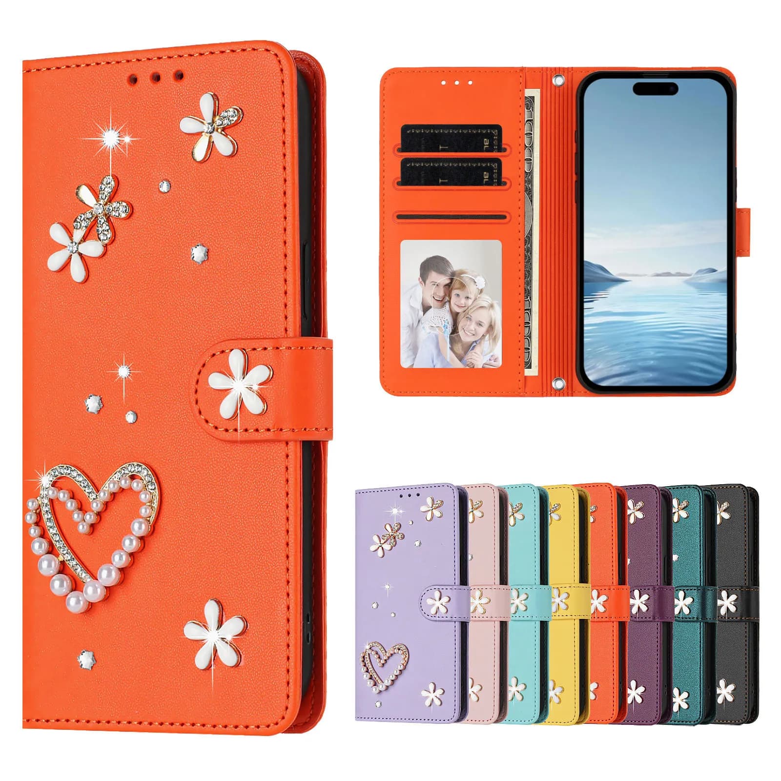 Glitter Lanyard Leather Wallet Case For TCL 70 60 Ultra NxtPaper 60R 50 LE XL 40 SE 30 Plus 20 Crystal Rhinestone 3 Cards Coque