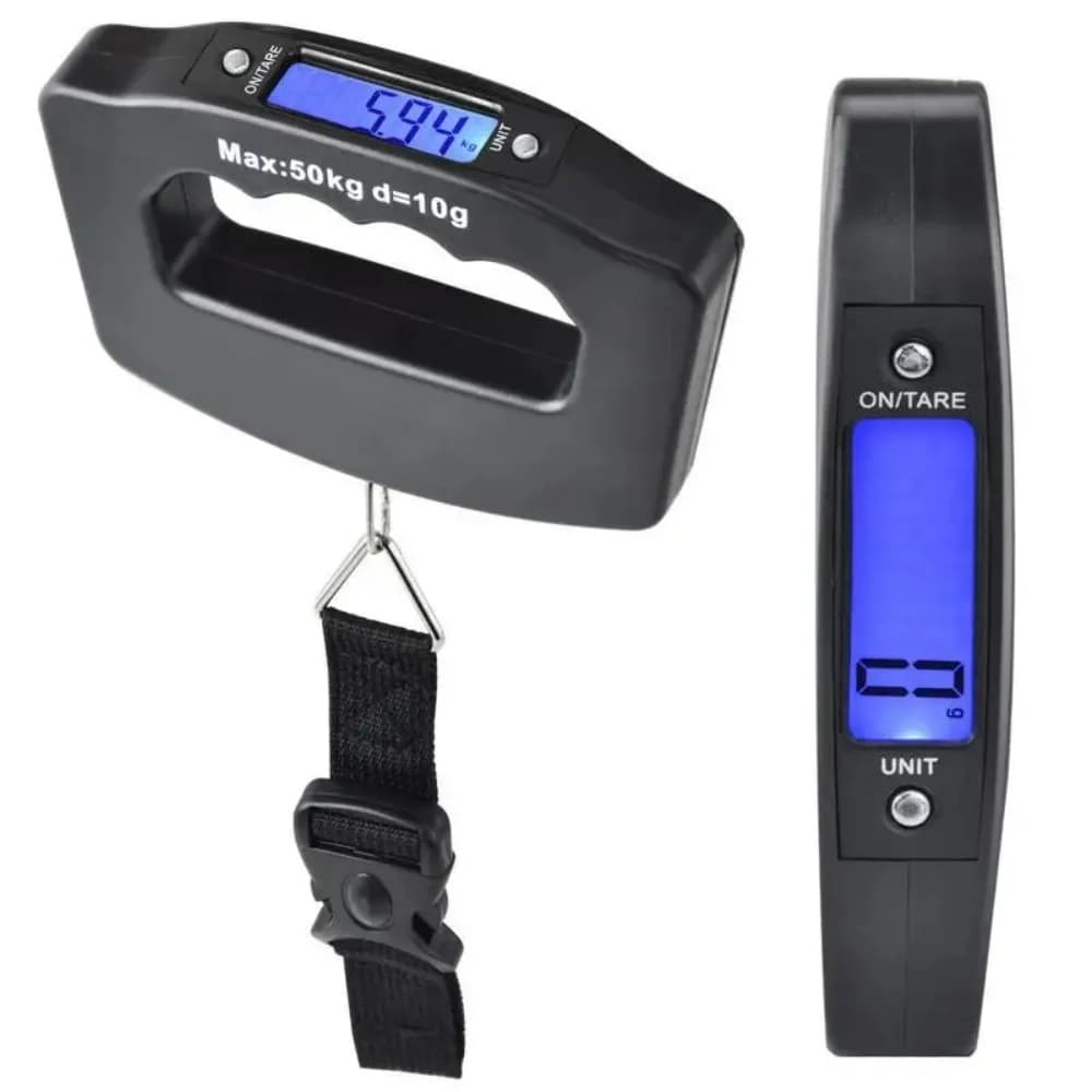 Bilancia digitale Display blu Bilancia 50Kg 10g Mini bilancia portatile sospesa Bilancia elettronica per bagagli Amo da pesca