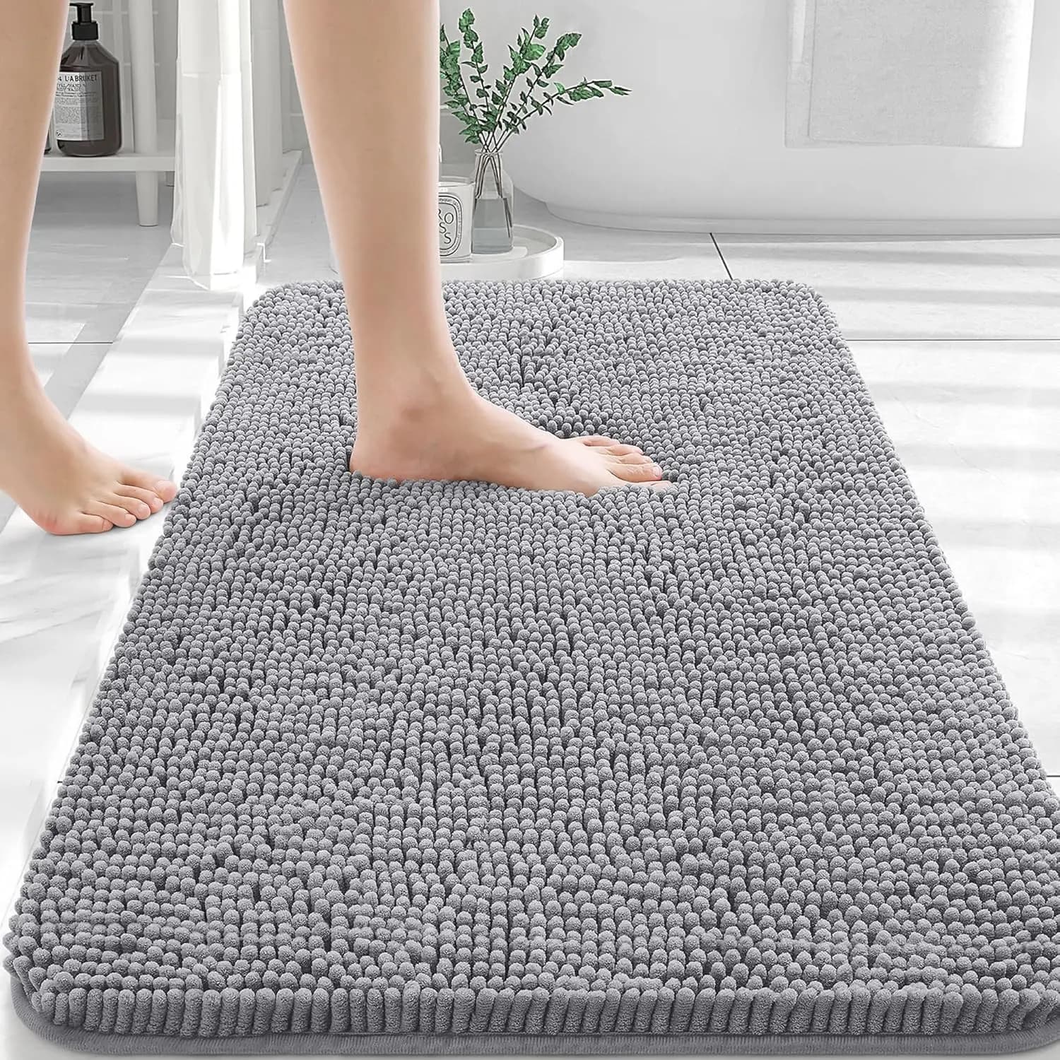Tappeti da bagno Tappeti da bagno in ciniglia morbidi e assorbenti Supporto in gomma Tappetini da bagno lavabili in lavatrice ad asciugatura rapida per pavimento del bagno Vasca da bagno Doccia