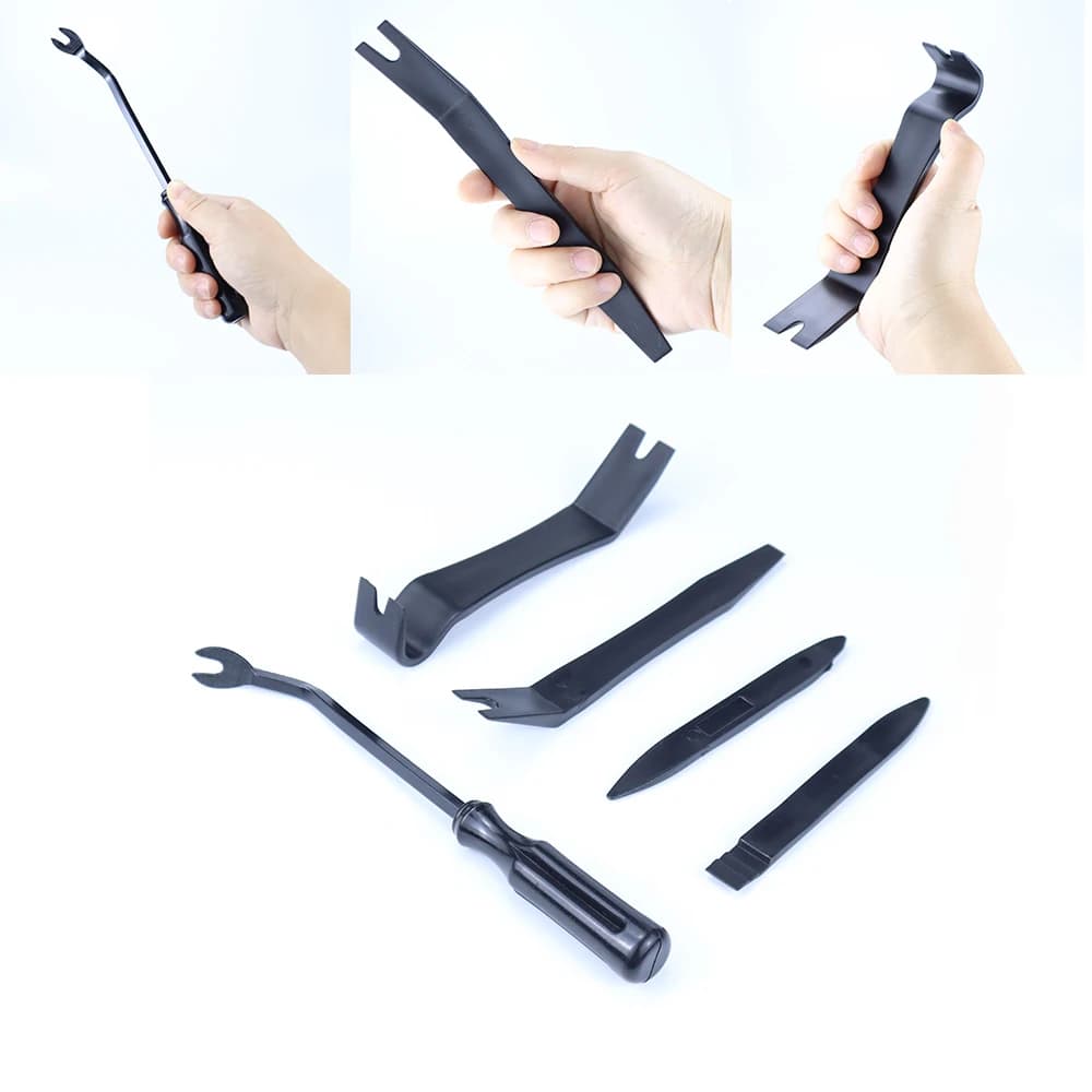 Set of universal tools for removing the interior of the car from 5 pieces: scratch-resistant lifting bars for door coverings, clips and panels