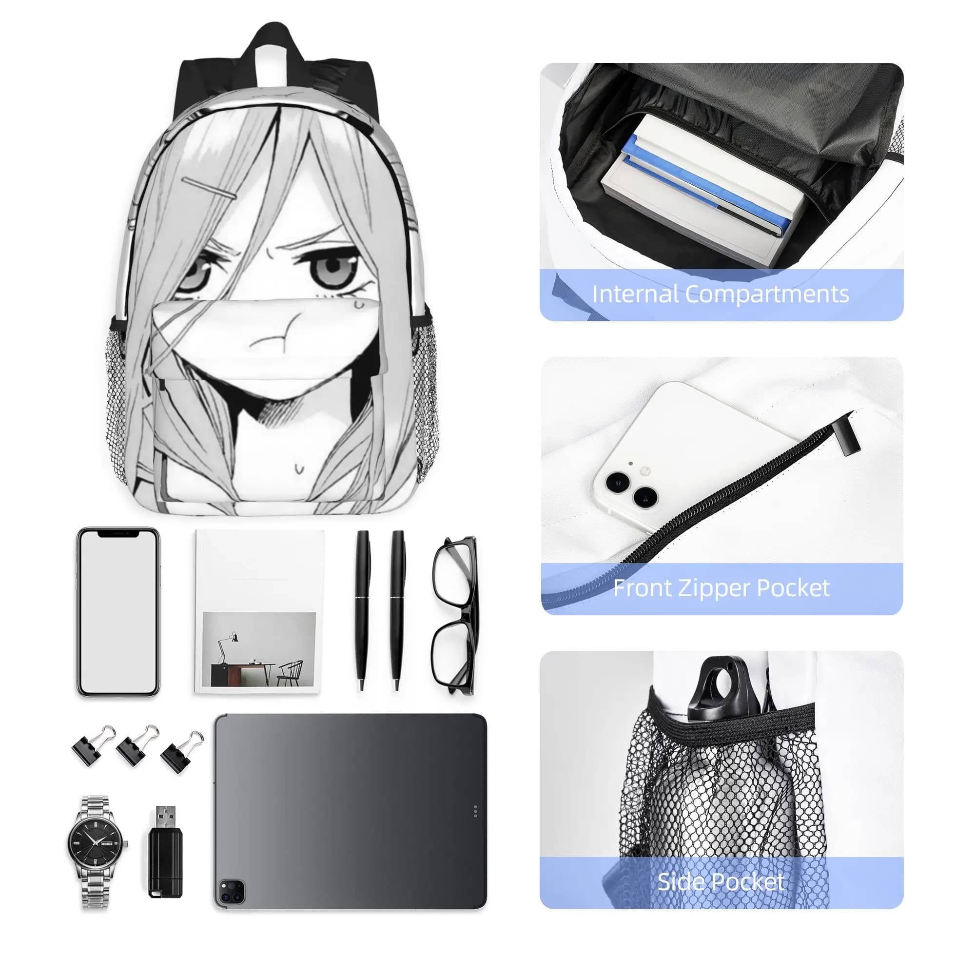 Miku nakano waifu Backpack Hot Sale Daypack Large Capacity Boys Girls BookBag Shoulder Bags for Men Women School Bag