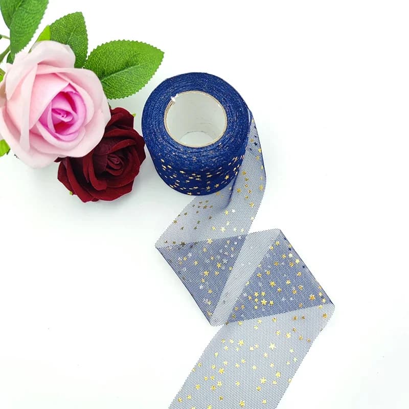 6 cm stampa a caldo stella fiocco a nastro rotolo di rete accessori per capelli fai da te materiale corda decorazione rete tulle artigianale regalo fiocco confezione