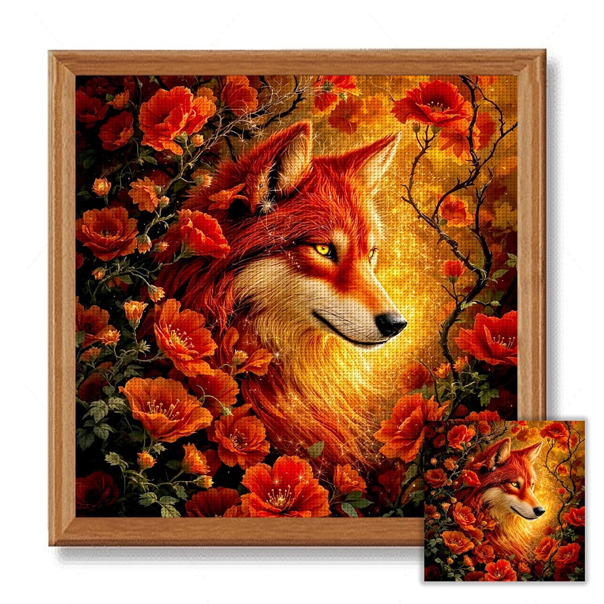 1PC 40X40 cm/15.7X15.7 pollici, volpe, 11CT/14CT stampa punto croce kit fai da te, set punto croce rilassato per principianti adulti