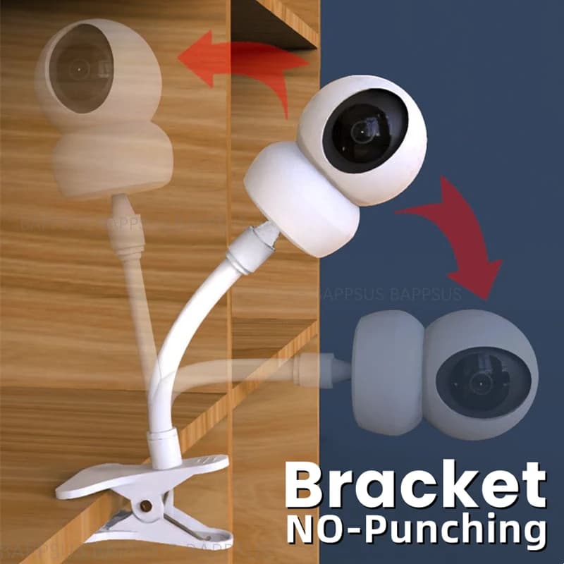 No-Punching Portable Clip Mount Webcam Stand For Baby Monitor Camera Holder Home Flexible Twist Mounting Kit Attaches to Crib