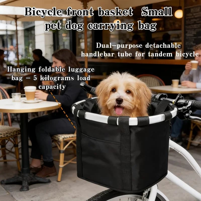 Cestino per Bicicletta, Borsa per Trasporto di Piccoli Animali Domestici, 2-in-1 Staccabile, Borsa da Manubrio con Sospensione, Borsa Pieghevole