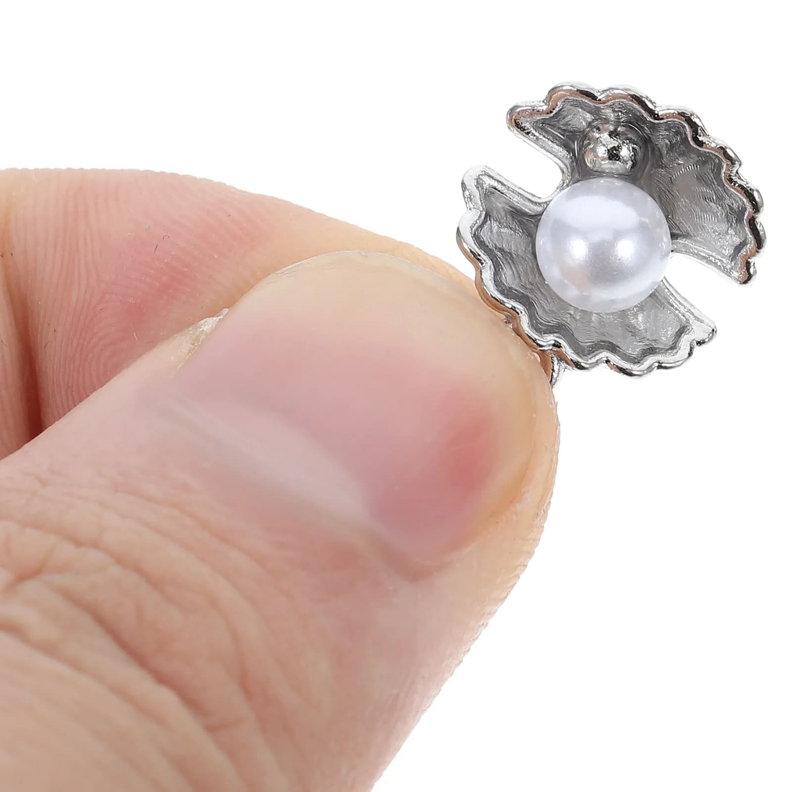 10 Pezzi Ciondoli a Forma di Conchiglia con Perle Finte, Charms Pendenti per Creazione di Gioielli Fai-da-Te, Collane, Orecchini, Bracciali, Bianco